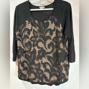 Sweet Grey Black Lace Women Top